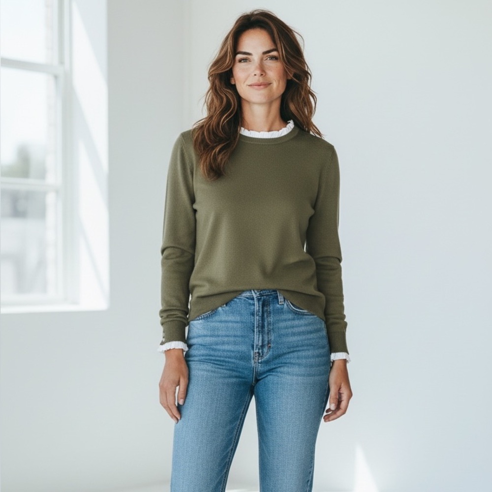 Sioni Women’s Olive Crewneck Sweater